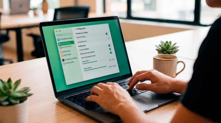 Mãos a definir limites de aposta num ecrã de computador portátil